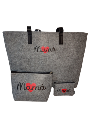 Pack Mamá - Bolso de fieltro + neceser + monedero
